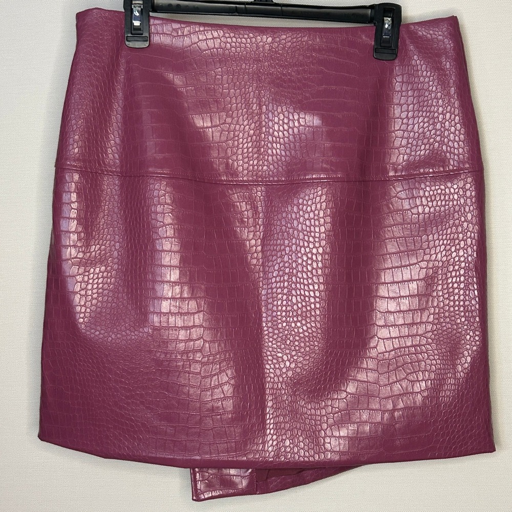 Worthington Faux Croc Asymmetrical Skirt in Deep Magenta - Picture 12 of 13